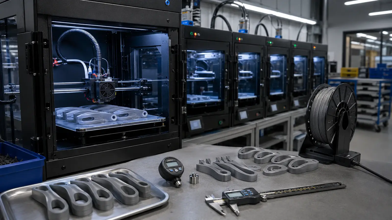 Серійний 3D-друк однакових гнучких деталей із TPU на виробничій фермі з директ-драйв екструдером